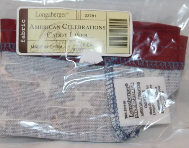 Longaberger American Celebrations Caddy Fabric Liner, 2010  For Basket, New