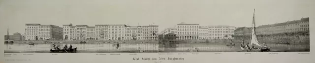 Hamburg Jungfernsteig Original Lithografie Val. Ruths 1850