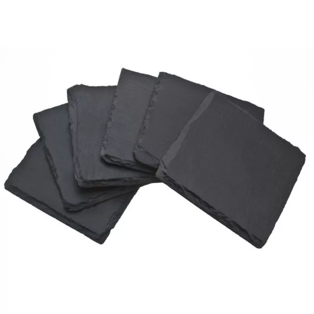 Set Of 6 Natural Slate Square Coasters Coffee Table Mug Mats Coaster 10x10cm