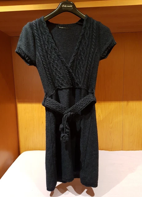 Abito Vestito Donna blu in lana con fascia Trendy Fashion Made in Italy tg.44