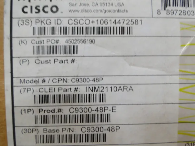 CISCO C9300-48P-E Cisco Catalyst 9300 48-port PoE+, Network Essentials - 48