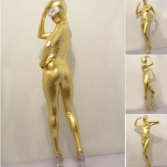 Catsuit Femme élasthanne Faux Latex Noir - Justaucorps Une Pièce à Fermeture éclair - Club