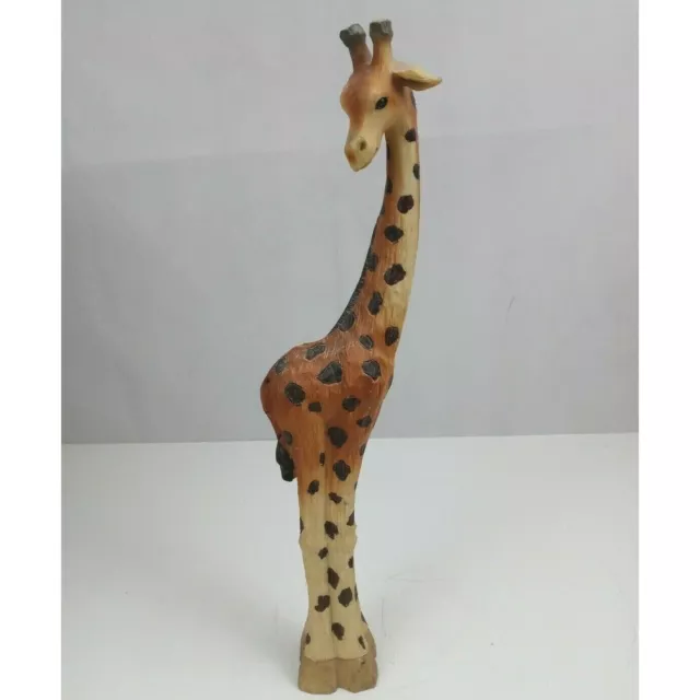 Handcarved Wooden Giraffe Standing 15" Tall