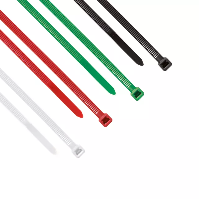 200 x Kabelbinder Set 100 x 2,5 mm farbig / bunt Schwarz Weiß Rot Grün 11213