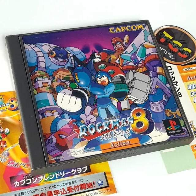 Rockman 8 Metal Heroes + Spincard PS1 Japan Game PLAYSTATION 1 Megaman Capcom