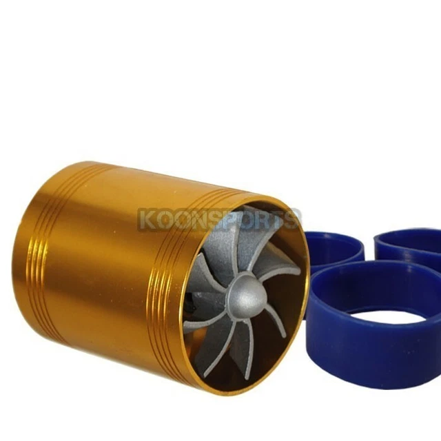 2.5" Tornado Turbonator Intake Jdm Dual Fan Gas Fuel Saver Supercharger Gold