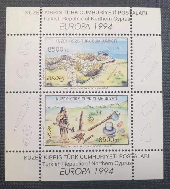 1994 Turkish Cyprus "Europa" Mini Sheet Archaeological Sg:tr-Nc Ms372 Mnh