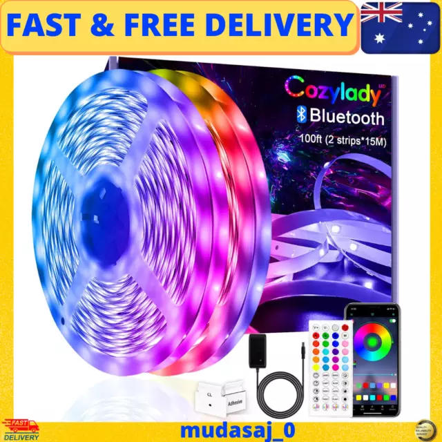 Bluetooth LED Strip Lights 30M, Cozylady 100Ft LED RGB LED Light Strips Music Sy