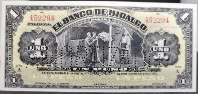 1 Peso "El Banco De Hidalgo" (Beautiful) 1 Peso "El Banco De Hildago" Crispy!!!!