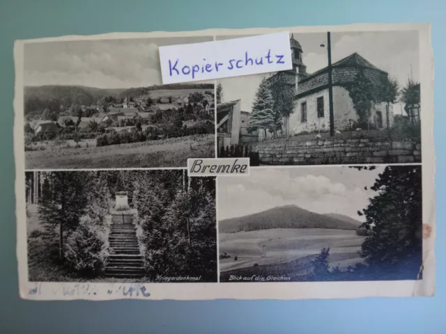 Mehrbild AK Bremke, Kriegerdenkmal, Blick auf die Gleichen, vom 3.5.1942