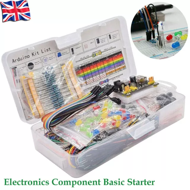 Electronic Component Starter Kit Wires Breadboard Buzzer LED Trans with Box Set