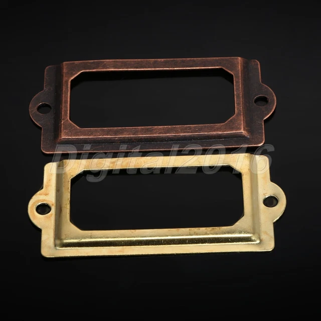 ANTIQUE BRASS KITCHEN Drawer Cabinet Frame Label Tag File Name Card ...