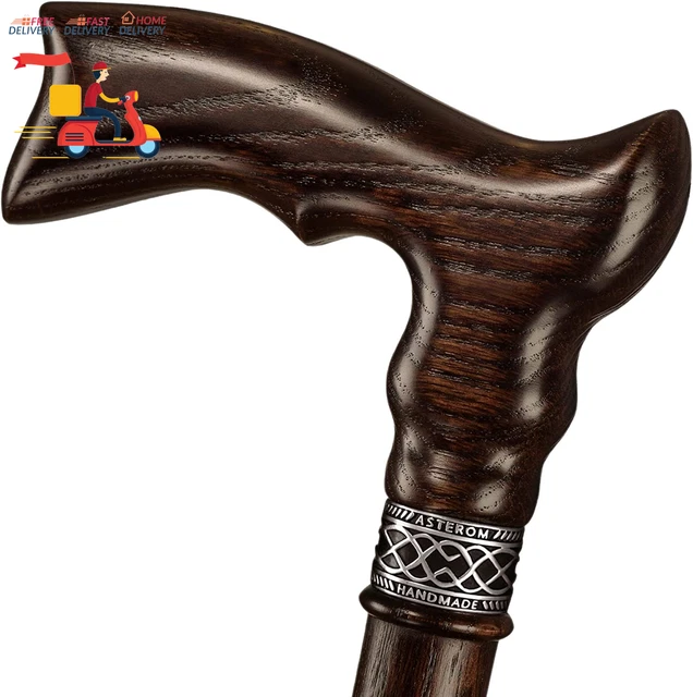 Handcrafted Ergonomic Wooden Walking Cane for Men and Women - Stylish Men'S Oak