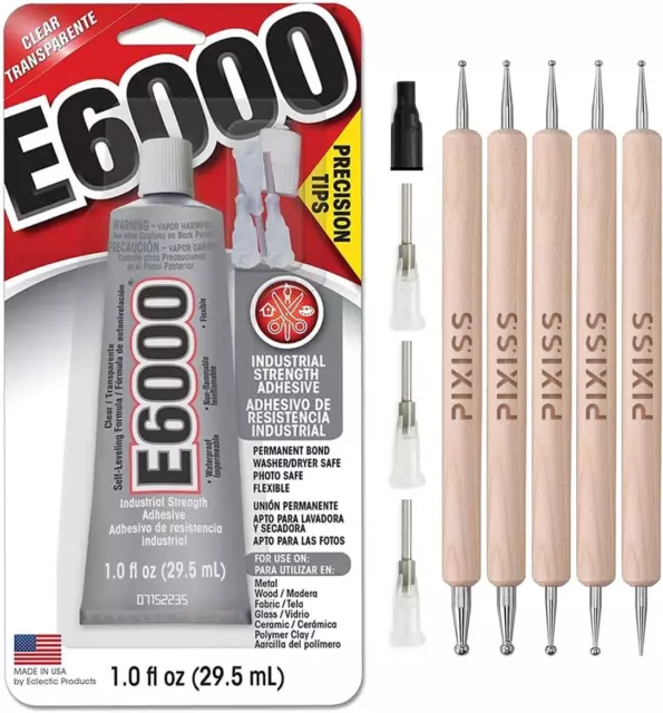E6000 1-Ounce Tube with Precision Tips Industrial Strength Adhesive for Crafting