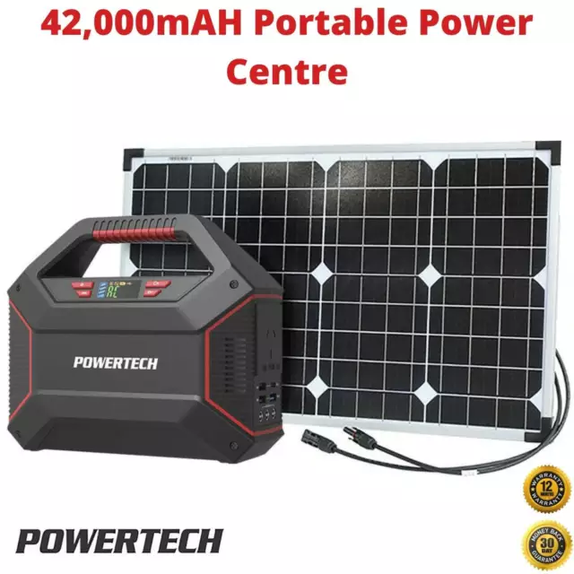 Camping Power Station Portable Powertech Battery 40W Solar Panel Kit Inverter