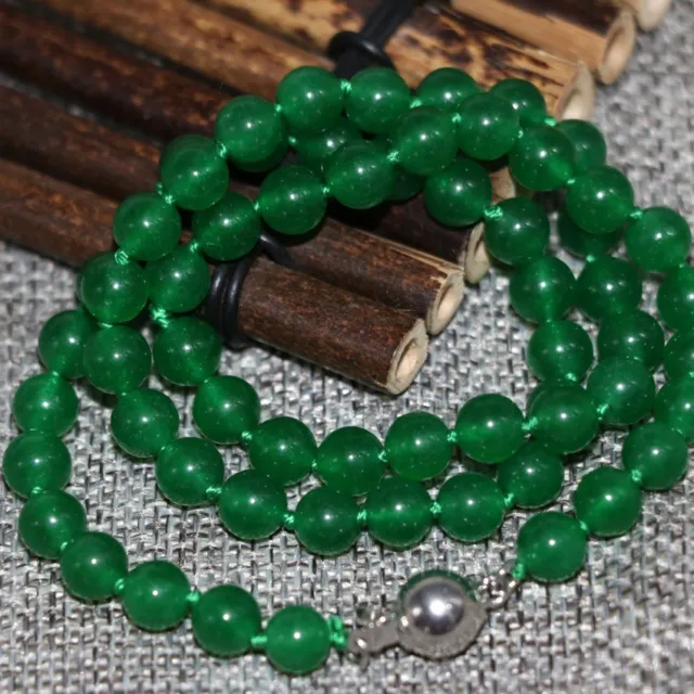 Long 18" 24" 36" 50"  8mm Green Jade Round Gemstone Beads Necklace