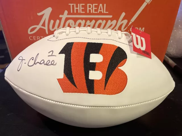 Ja’marr Chase White Wilson Autographed Football BECKETT COA Cincinnati Bengals