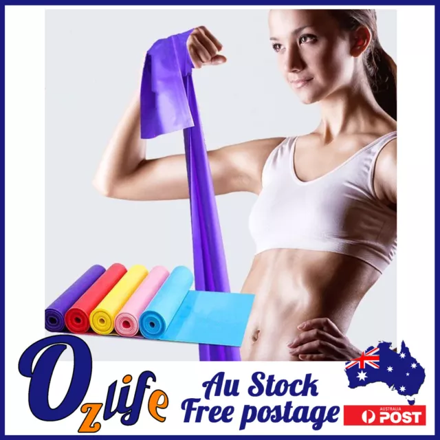 1.5m Resistance Band Straps Belt Yoga Pilates Home Gym Fitness Exercise Stretch