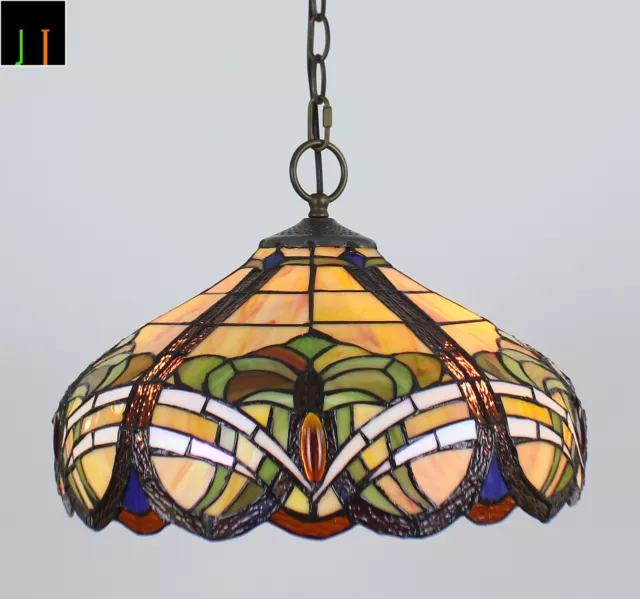 Free Postage JT Tiffany Stained Glass Baroque Style Large Pendant Lamp Light Art