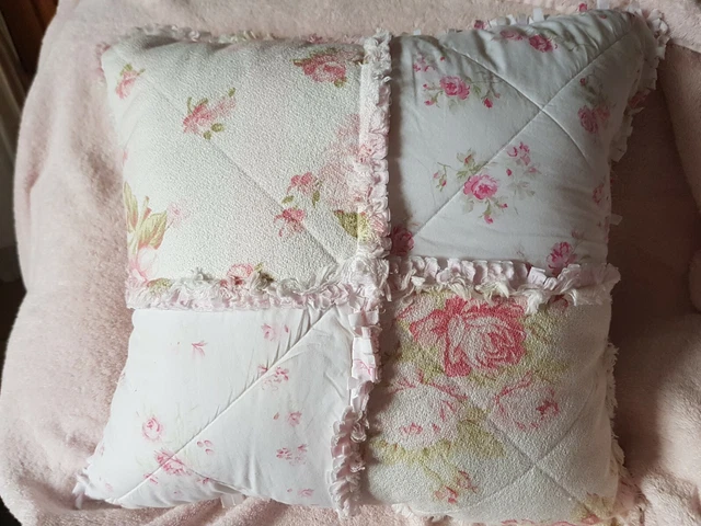 Coussin carré shabby chic coton et polyester rose Djamelia | Leroy Merlin