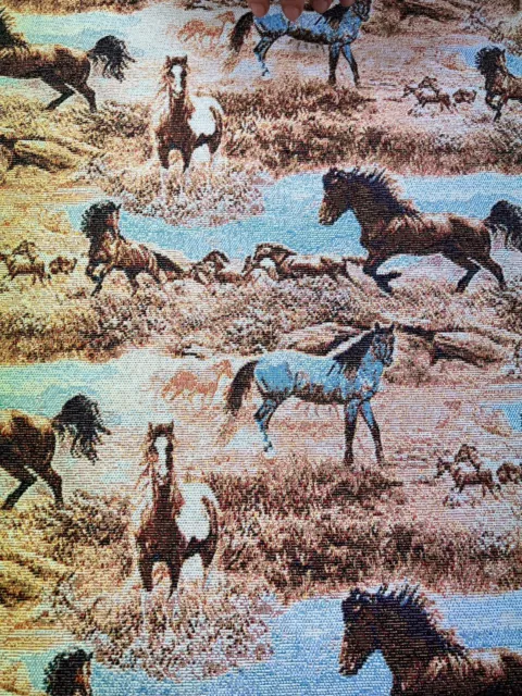 Heritage Wild Horses - 145cm 58" Wide - Cotton Rich Woven Tapestry Fabric