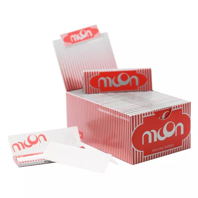 50 Booklets Moon Red 1 1/4 Size Rolling Paper Full Box 77 mm Tobacco USA SHIPPED 2