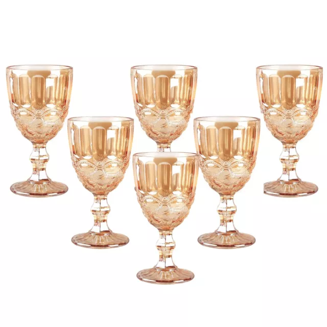 Vintage Wine Glasses Set of 6, 10 Ounces Colored Glass Water Goblets, Unique ...