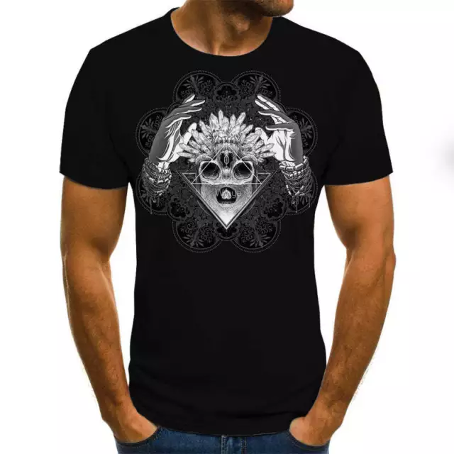 PRINTED 3DT SHIRTS Horror Skull Print Short Sleeve T-Shirts For Men And ...