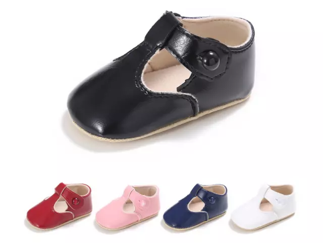 Suola morbida neonato bambino bambina scarpe Pram scarpe da bambino Mary Jane 0-18 M