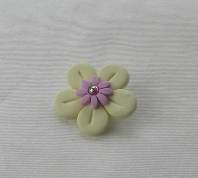 Handmade Pretty Fimo Pink Lilac Yellow Flower Petal Brooch Pin - Gift Mum Auntie