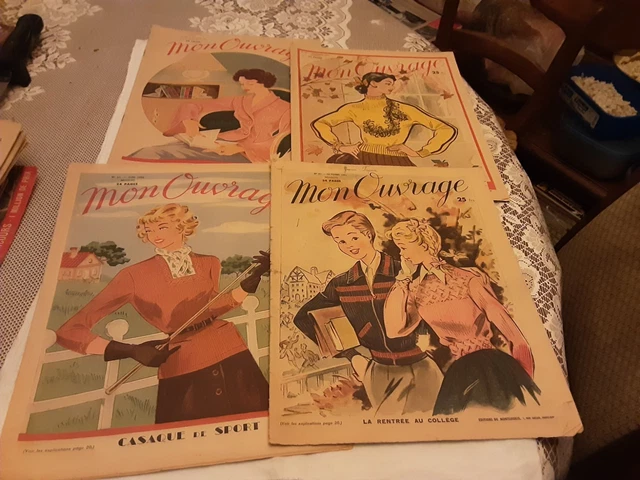 Lot De 4 Revues "Mon Ouvrage" De 1951 – Travaux Manuels Et Couture – état Correct