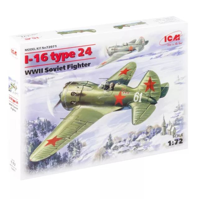 ICM 72071 Plastic model kit aircraft Scale 1:72 I-16 type 24 WWII Soviet fighter