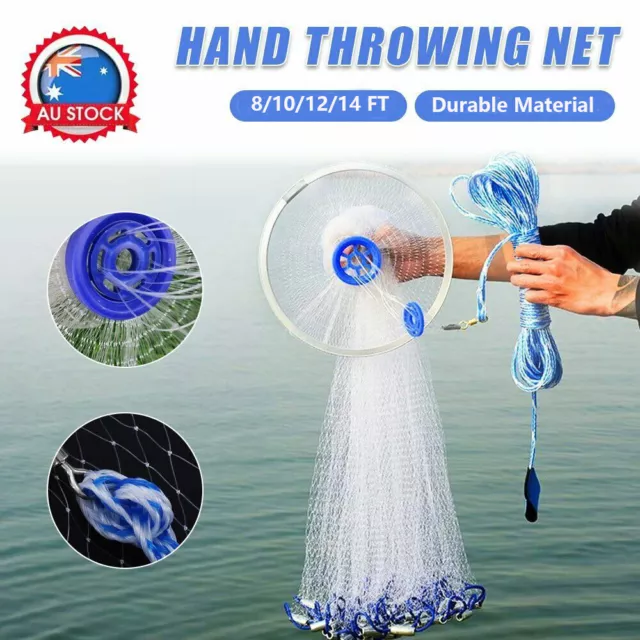 Durable Fishing Cast Net Bait Easy Throw Hand Cast Strong Tire Trap Mesh Line