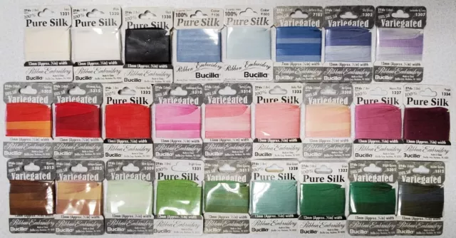 26 Bucilla Pure Silk Embroidery Ribbon 26 Different Colors Solid & Variegated