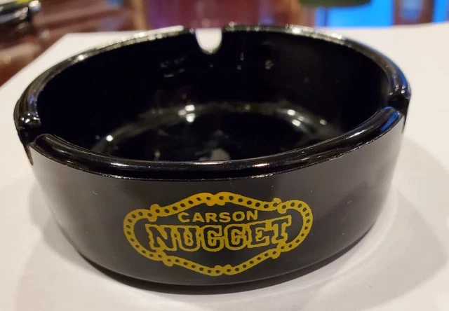 Vintage Black Glass Carson City Nugget Ashtray