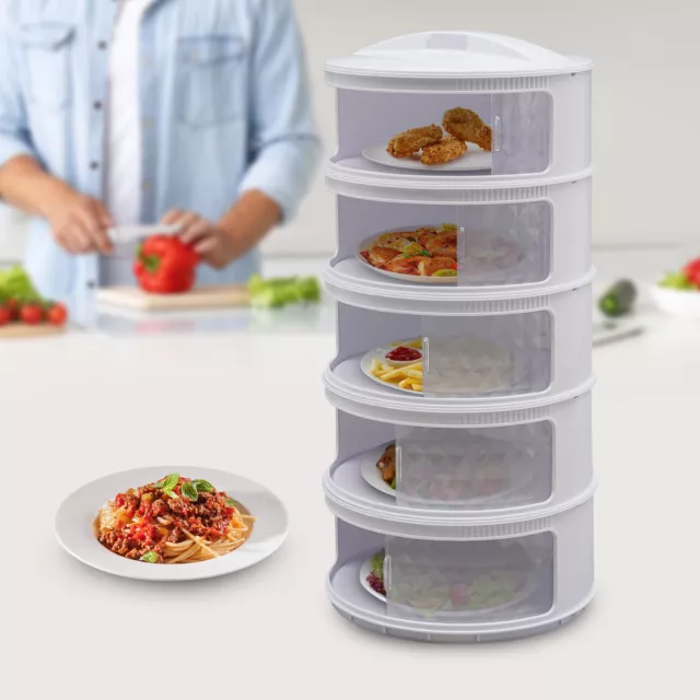 5 Layer Round Kitchen Food Storage Box Food Insulation Cover Dustproof Stackable