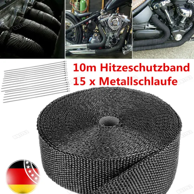 2X 15m Schwarz Titan Hitzeschutzband Auspuff Band bis 1400° Hitzeschutz  Krümmer