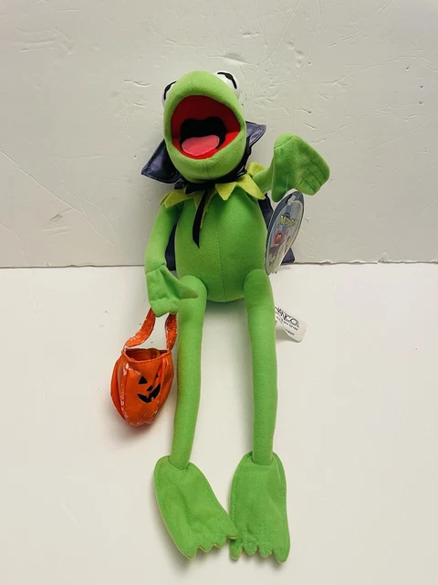 Vintage Nanco Plush Jim Henson Kermit The Frog Dracula Cape Halloween W/tag