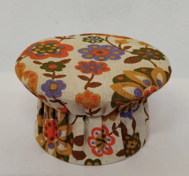Boîte Vintage à Couture Ou à Gants En Tissu Fleuri – Années 1900, Tiroir Pratique – Déco Rétro Française