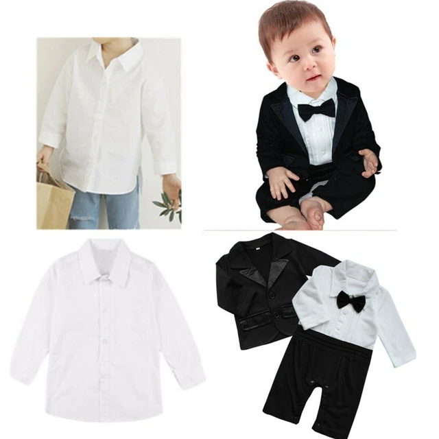 Camicia abito bambini bambini uniforme bianca uomo romper abito da sposa formale 2-20 anni