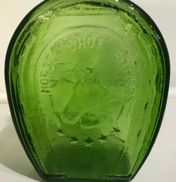 Wheaton Horse Shoe Bitters Bottle Green Glass collectible Green Glass Bottle