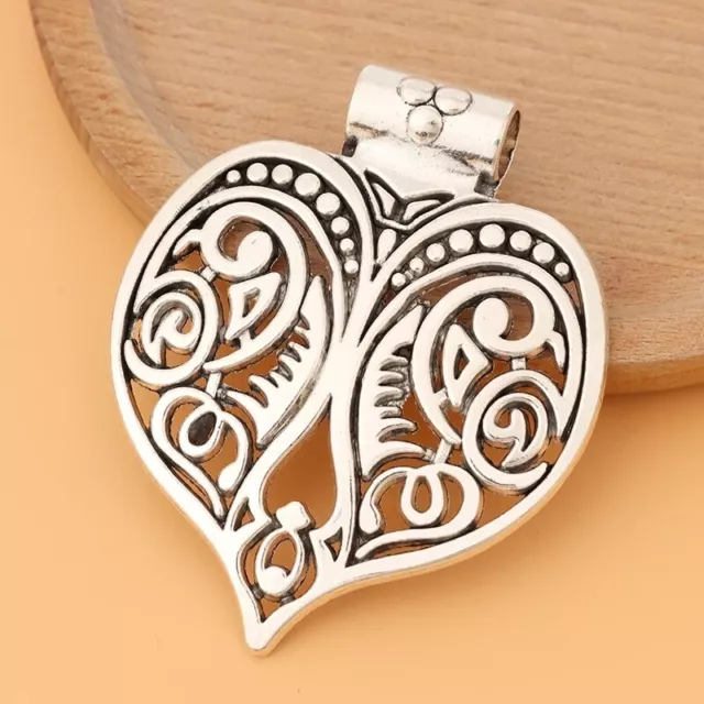 2 x Tibetan Silver Tone Large Heart Charms Pendants for Necklace Jewelry Making