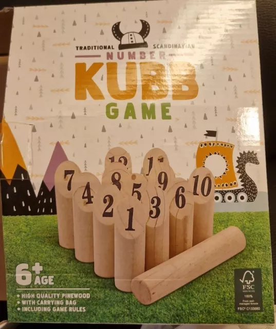 Number KUBB Game Inkl. Anleitung, Tasche FSC Zert. Holz *nahezu Neuwertig*