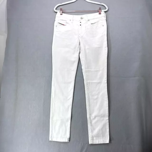 Pantalones de mezclilla para mujer Diesel 27x34 blancos YBO ajustados de altura baja elásticos costeros