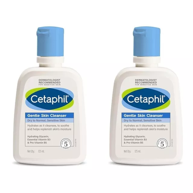 Cetaphil Face Wash Limpiador suave para piel seca a normal, 125 ml, paquete...