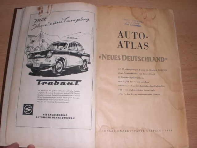 alter DDR Auto Atlas von 1959 mit Karten +sehr viel Werbung der damaligen Zeit