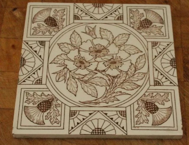 Antique English Minton Arts And Crafts Design Tile