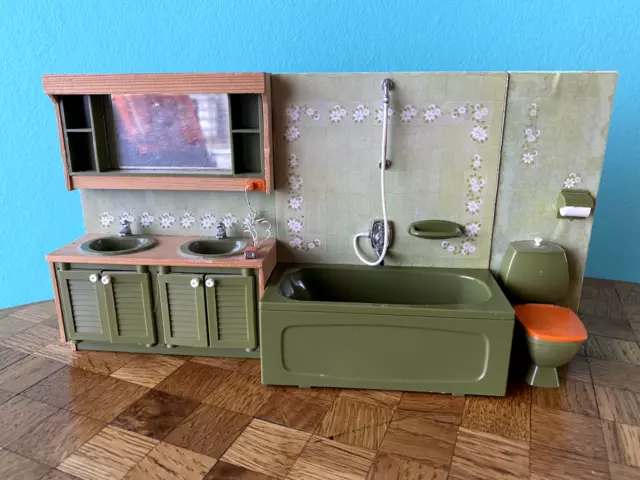 Waschbecken Bad Toilette Lundby Puppenstube Puppenhaus 1:18 dollhouse bath