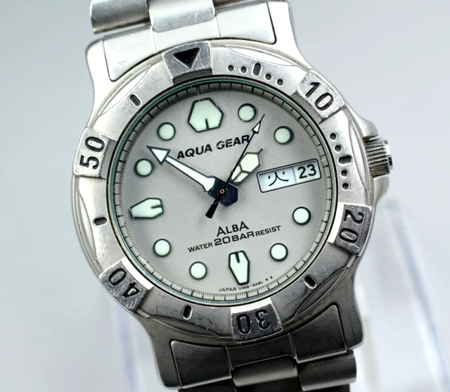 Montre Alba Japan Quartz Homme - Pour Pièces Détachées Ou Réparation - Boîtier Acier - Occasion Ne Fonctionne Pas
