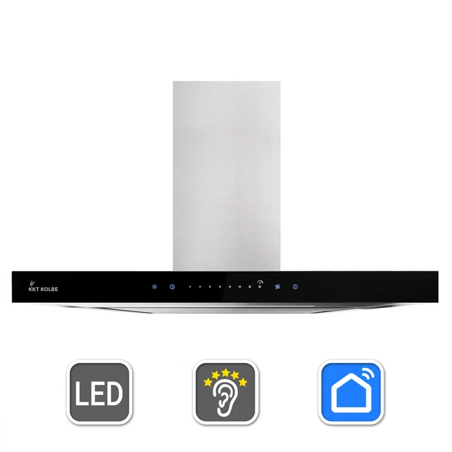 Hotte Aspirante KKT KOLBE 80 Cm - 782 M³/h, Verre Noir, WiFi, 9 Vitesses, éclairage RGBW, A+++ - 2
